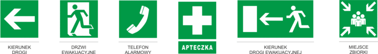 Poziome znaki ewakuacyjne i informacyjne